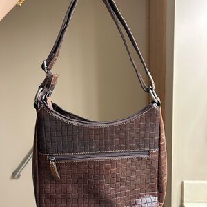 Elegant Brown Woven Shoulder Bag